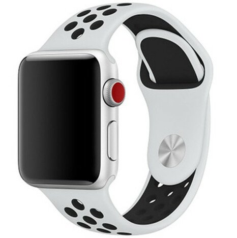 Curea iUni compatibila cu Apple Watch 1/2/3/4/5/6/7, 38mm, Silicon Sport, Alb/Negru